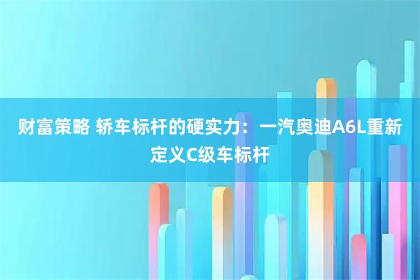 财富策略 轿车标杆的硬实力：一汽奥迪A6L重新定义C级车标杆
